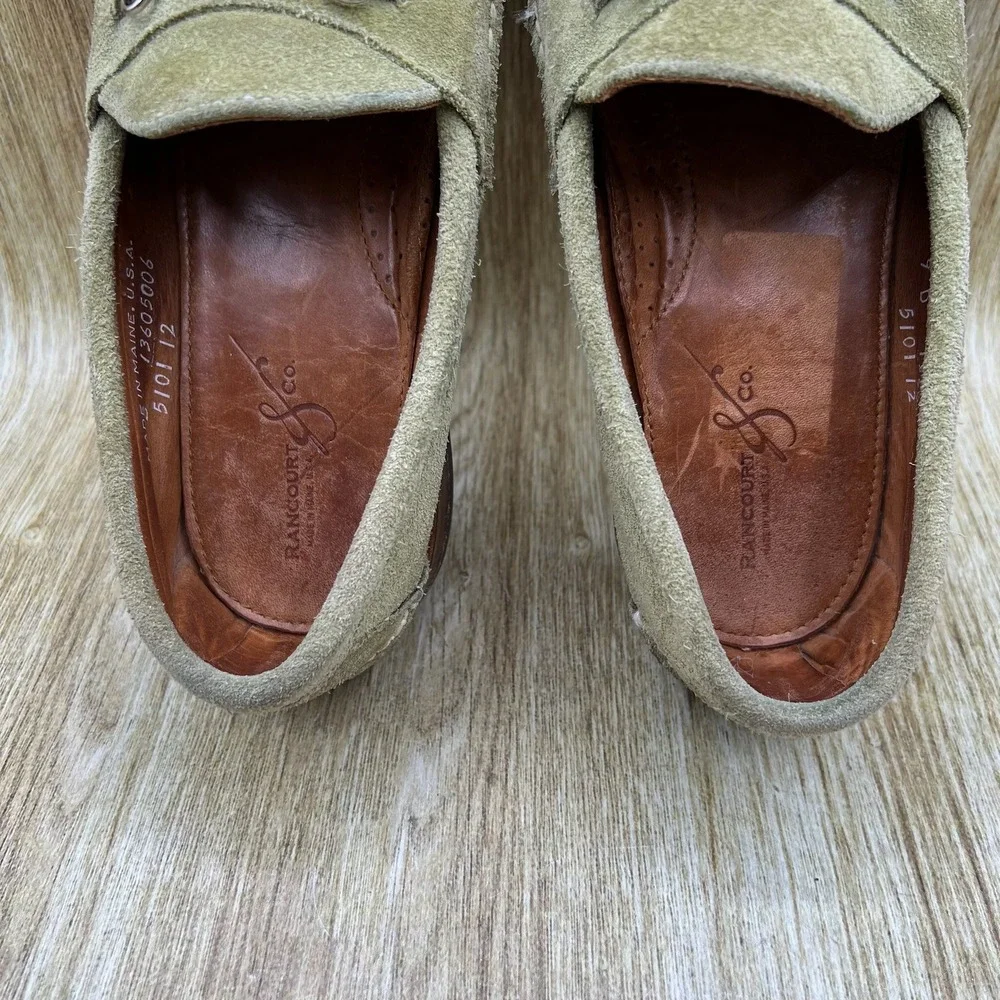Rancourt & Co Bit Loafers Men's Size 9 D Olive Green Suede Handsewn Made in USA